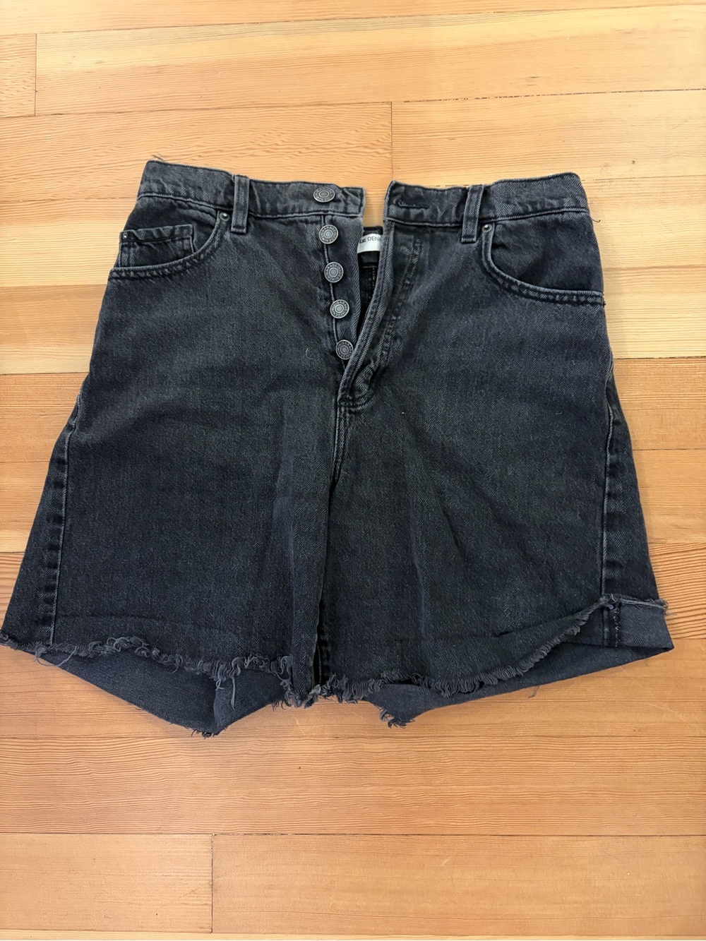 Garage Black High-Rise Button-Fly Denim Shorts
